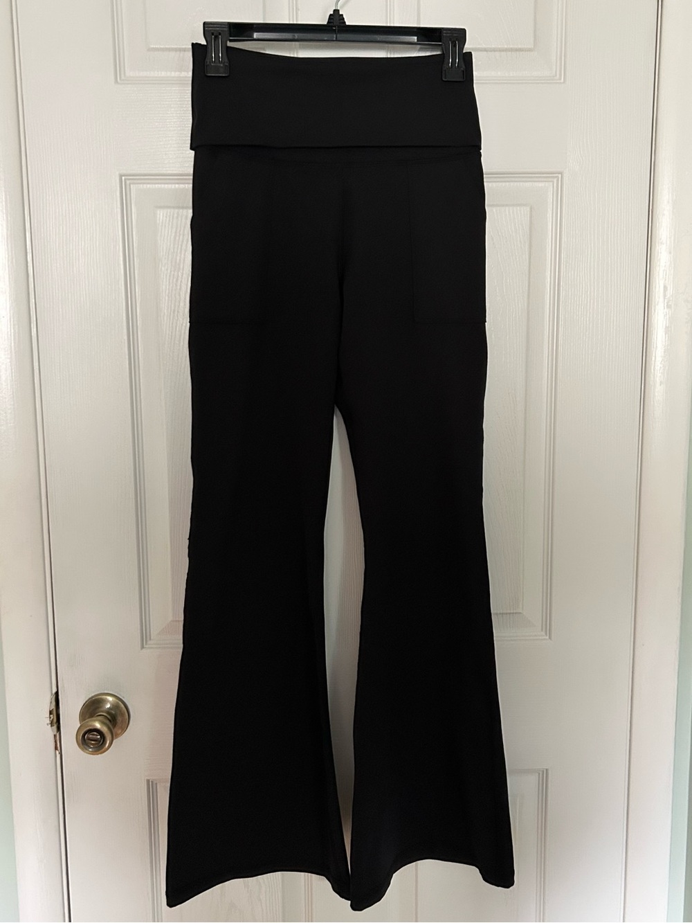 OFFLINE by Aerie The Hugger Foldover Flare Hi-Rise Leggings Black Size Medium